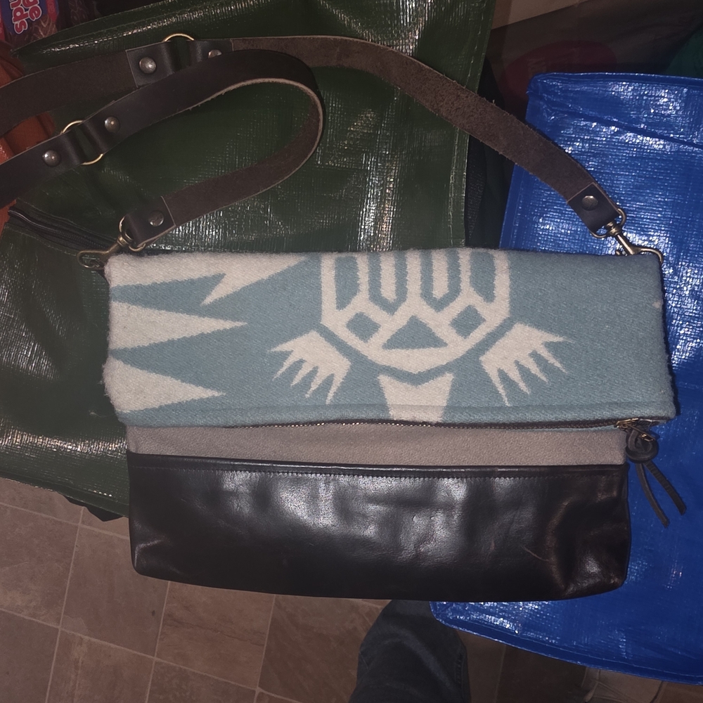 Stylish Blue and Black Foldover Bag